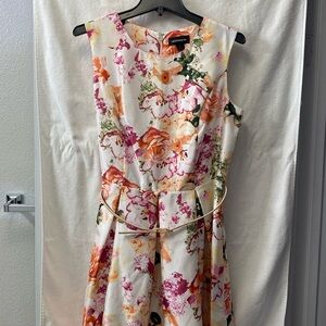 Floral Liz Claiborne Sleeveless Dress with Belt